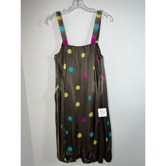 MOSCHINO Black Double Layered Multicolor Polkadot 100% Silk Mini Dress S… - Picture 4 of 8